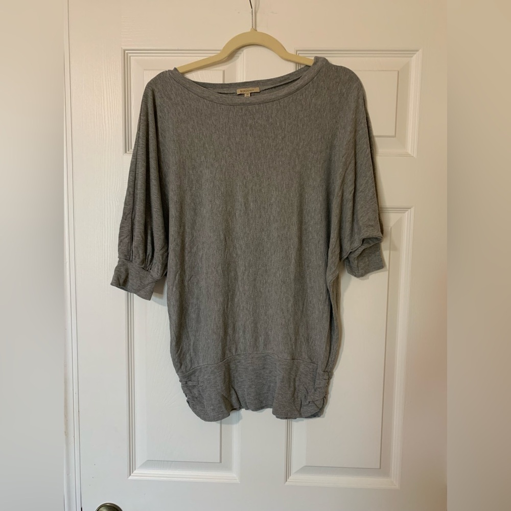 Bordeaux Gray Women's 3/4 Sleeve‎ Blouse Size Large Casual Minimalist Feminine